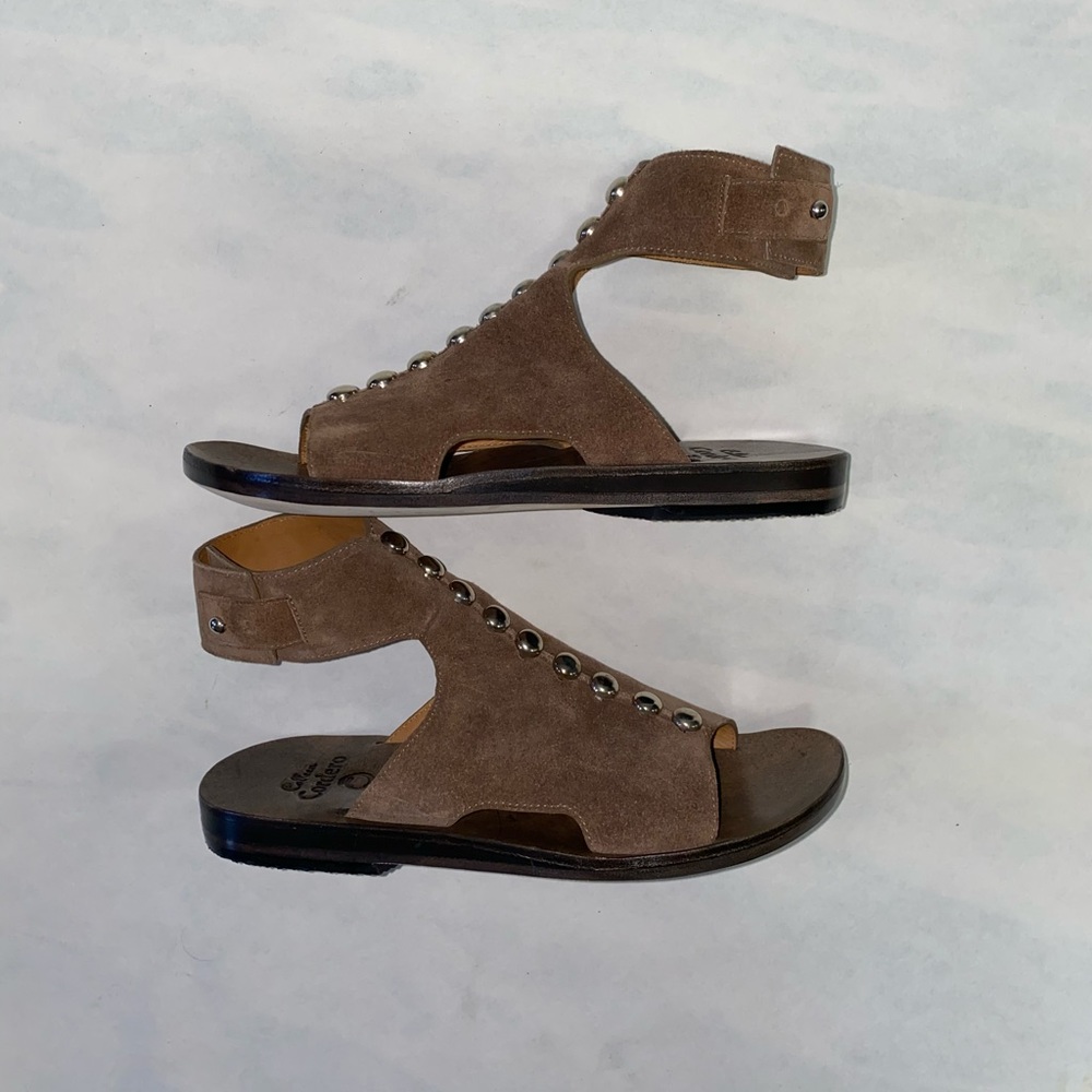 Taupe Suede Sandal with Studs